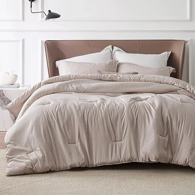 Detailed Bedsure Queen Comforter Set - Warm Taupe Soft Bedding for All Seasons Cationic Dyed Bed Set 3 Pieces 1 Queen Size Comforter 90 quot x90 quot and 2 Pillow Shams 20 quot x26 quot 2 quot Reliable