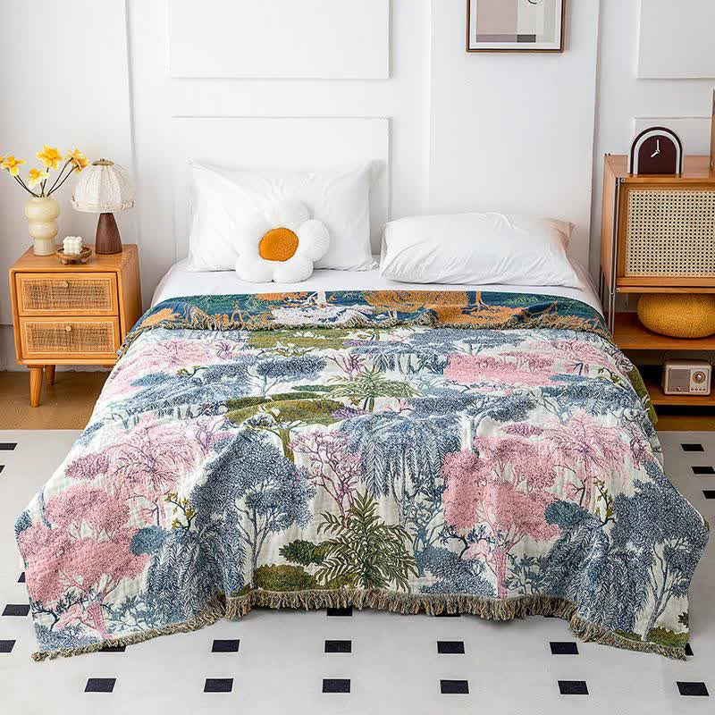 Artisan Ownkoti Woodland Cotton Gauze Tassel Quilt Refined