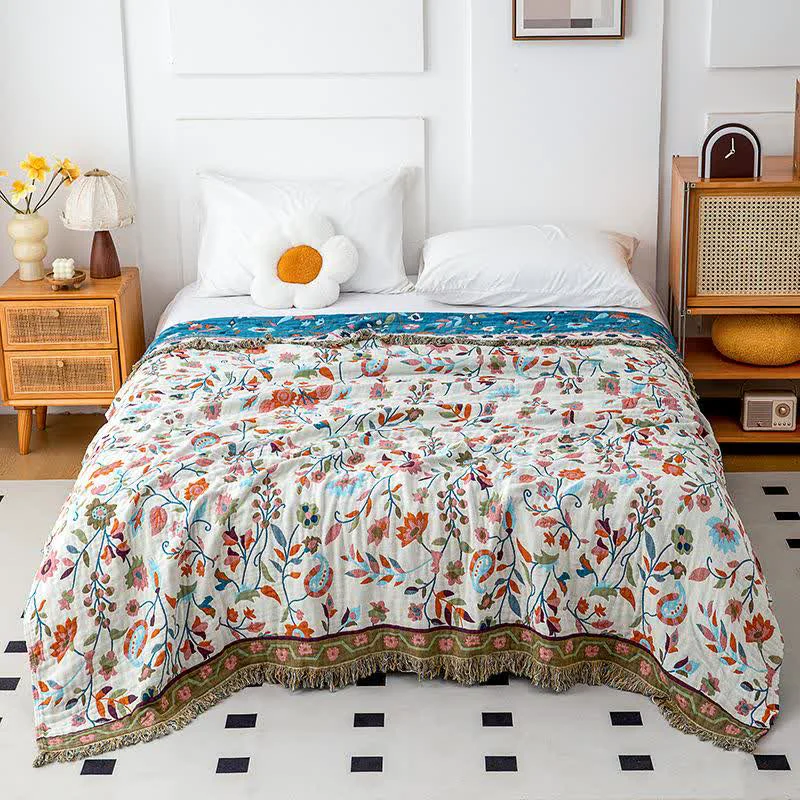 Dependable Ownkoti Bohemian Artistic Floral Leaf Cotton Quilt Exclusive