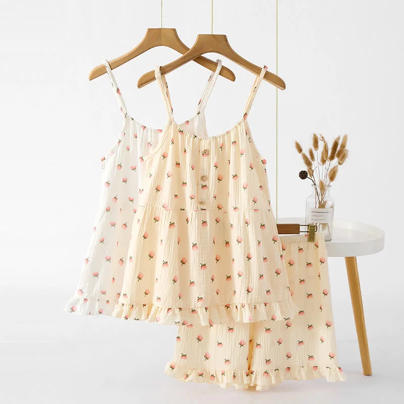 Reusable Ownkoti Kapok Flower Cotton Gauze Ruffle Pajamas Responsible