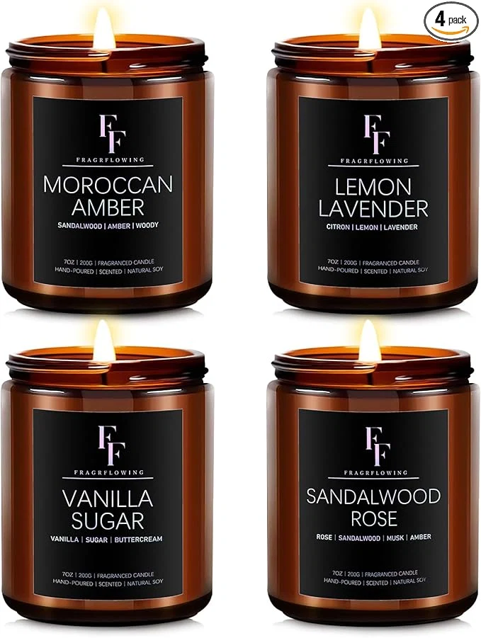 Responsible Scented Candles for Home Scented Aromatherapy Candles 4 Pack 28 Oz Soy Wax Natural