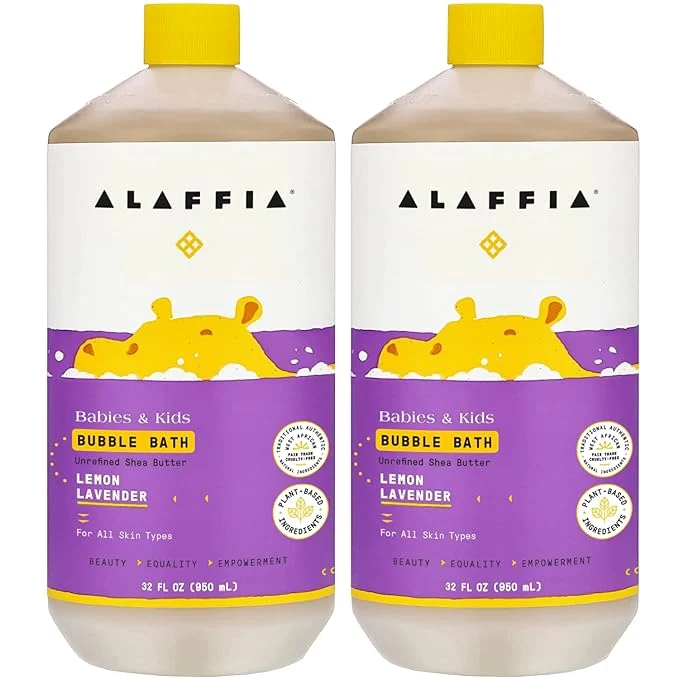Fine Alaffia Bubble Bath for Babies Kids Lemon Lavender 2-Pack – Long-Lasting Efficient