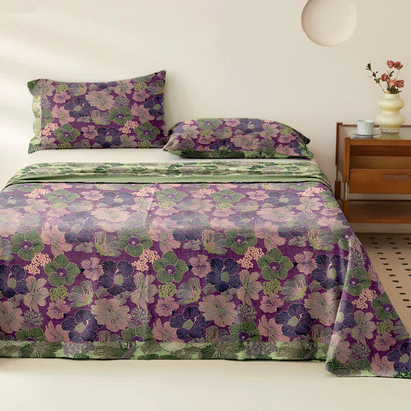 Professional Ownkoti Peach Blossom Cotton Gauze Jacquard Bedspread High-Quality