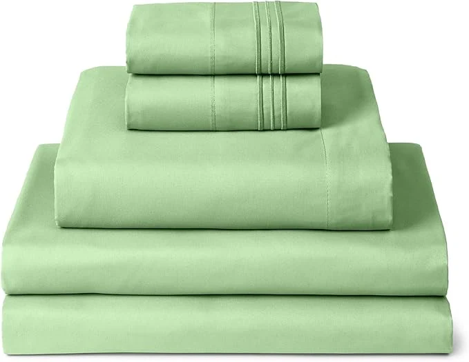 Trusted Mellanni Split King Sheets Set - 5 PC Iconic Collection Bedding - Hotel Luxury Extra Soft Cooling Bed Sheets - Wrinkle Fade Stain Resistant Split King Pistachio Clean