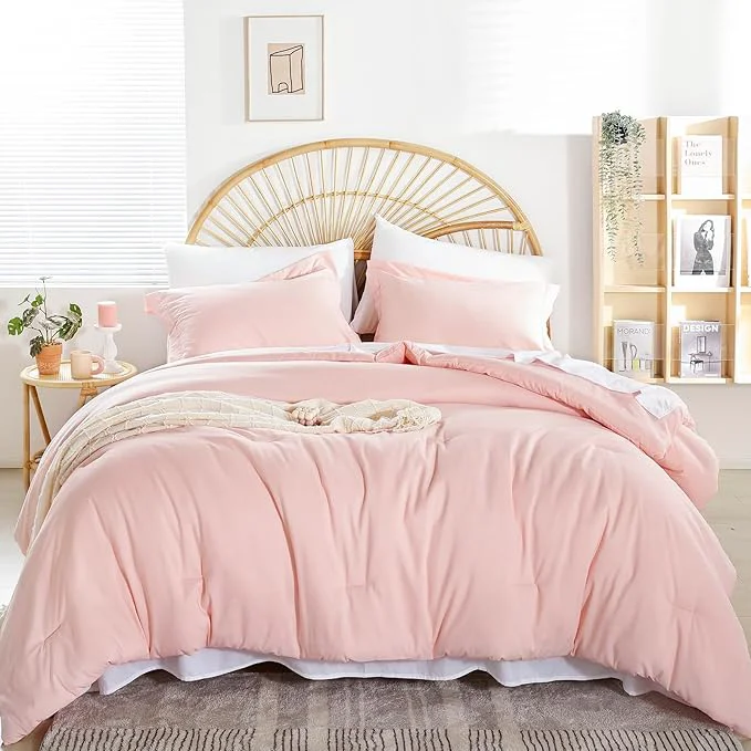 Modern weigelia Twin Comforter Set 5 Pieces Pink Comforter Set Soft Blush Pink Bed Set Twin Bedding Set for Girls with Comforters Flat amp Fitted Sheets Pillowcases amp Shams Expertly Made