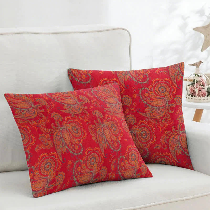 Organic Ownkoti Paisley Print Cotton Jacquard Square Pillowcases 2PCS Functional