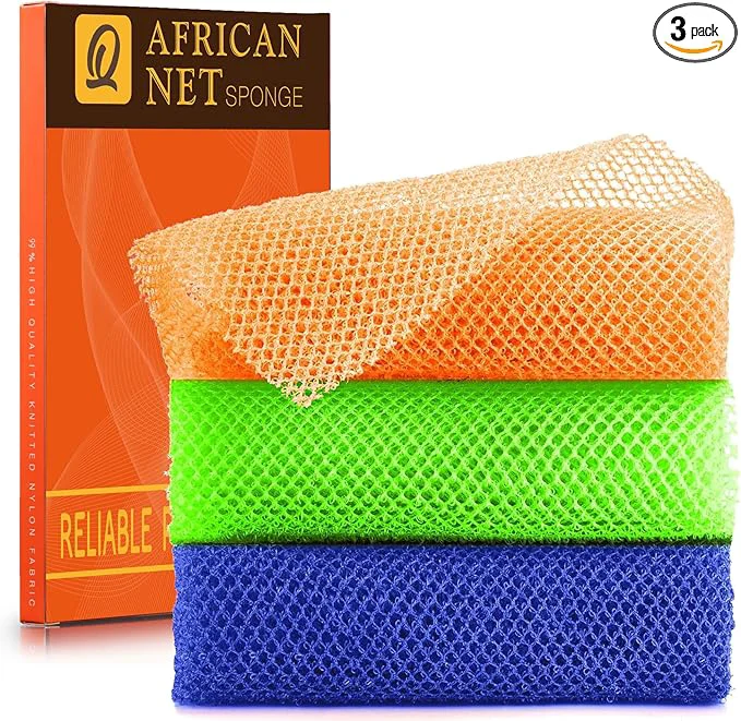 Fashionable UJFQBH 3 Pieces African Bath Sponge African Net Long Net Bath Sponge Stylish