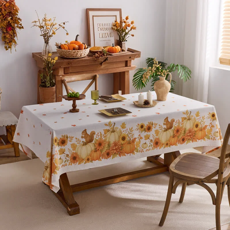 Pure Ownkoti Sunflower Pumpkin Harvest Waterproof Tablecloth High-Grade