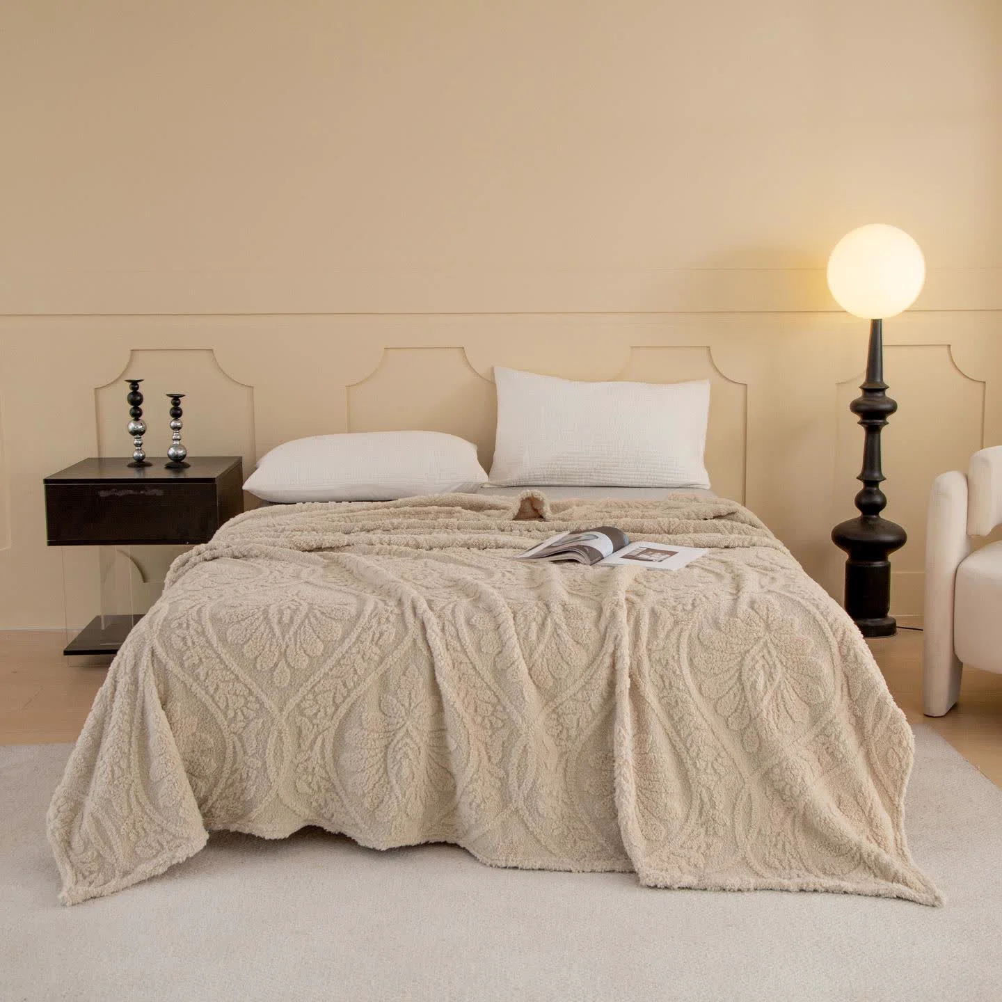 Easy-to-Use Ownkoti Vintage Floral Jacquard Throw Blanket Long-Lasting
