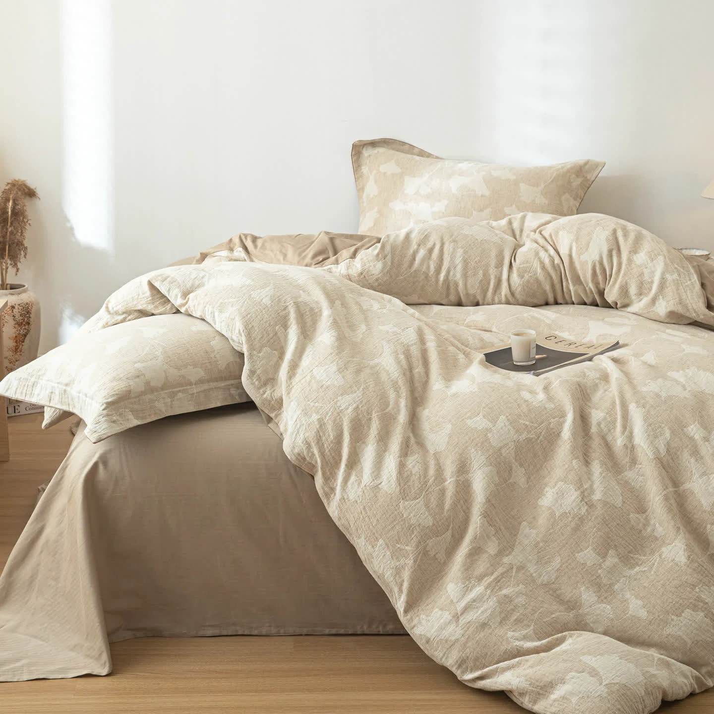 Outstanding Ownkoti Ginkgo Jacquard Cotton Linen Bedding Set Unique