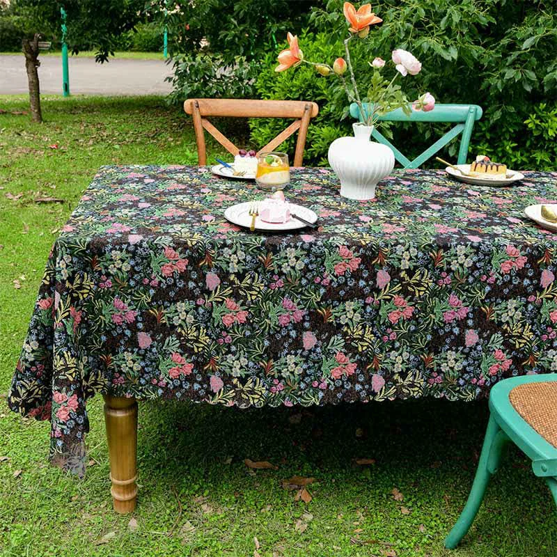 Soft Ownkoti Retro Floral Branch Scalloped Edge Tablecloth Comfortable