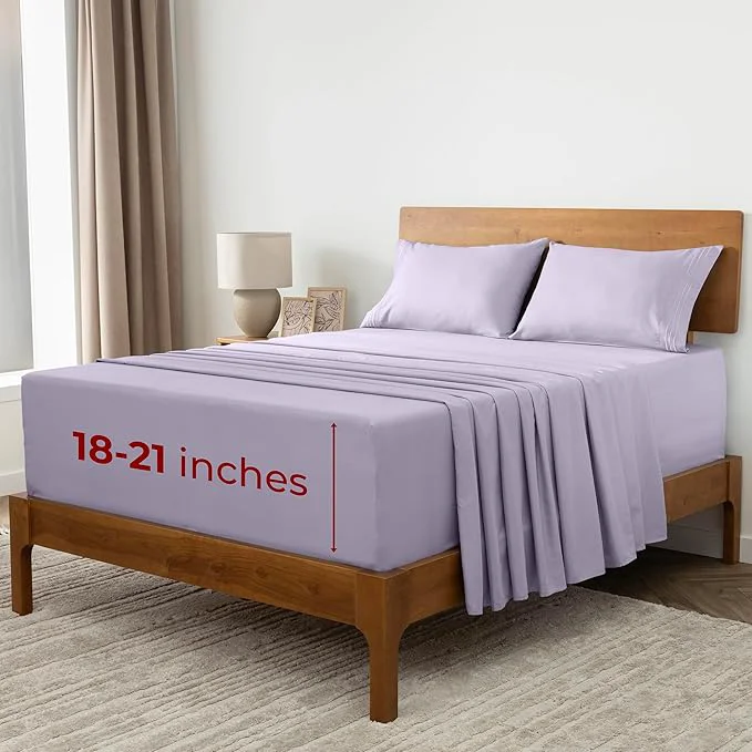 Reusable Mellanni Extra Deep Queen Sheets - 4 PC Iconic Collection Bedding - Hotel Luxury Ultra Soft Cooling Bed Sheets - Wrinkle Fade Stain Resistant Queen Lavender Effective