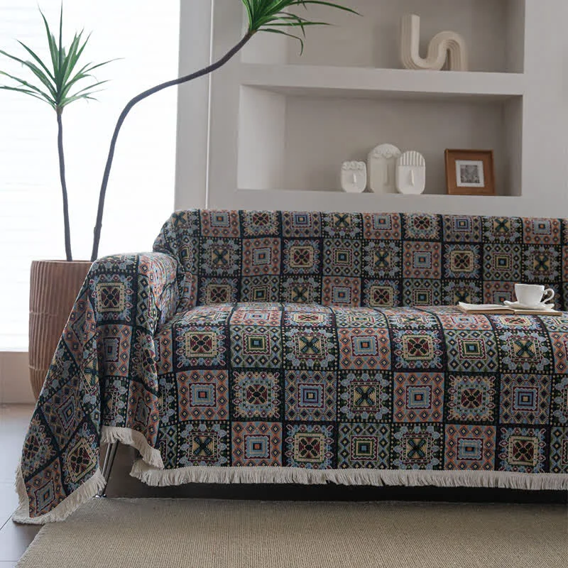 Recyclable Ownkoti Geometric Plaid Sofa Throw Blanket Sustainable