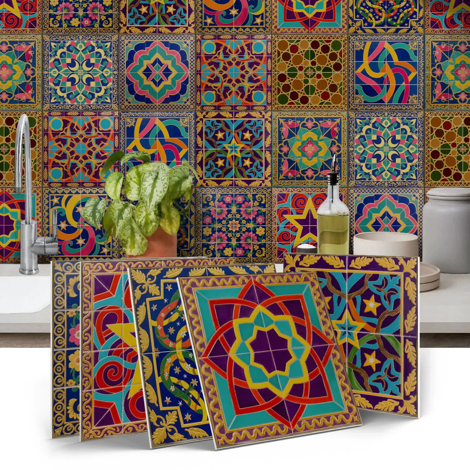 Advanced Ownkoti Peel amp Stick Boho Waterproof Tile Wall Decals Genuine
