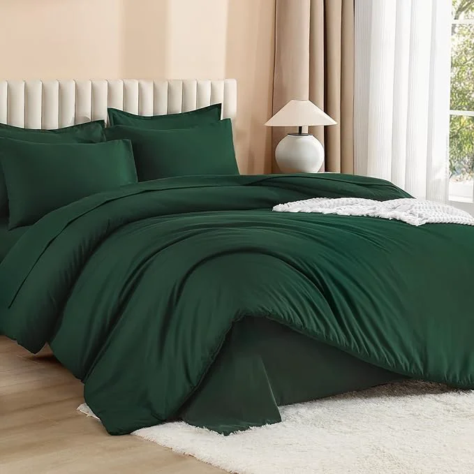 Proven Litanika Oversized King Comforter Sets Emerald Green - 7 Pieces Bed in a Bag Oversized King Bedding Comforter Sets Solid Lightweight Bed Set with Comforter Sheets Pillowcases amp Shams Advanced