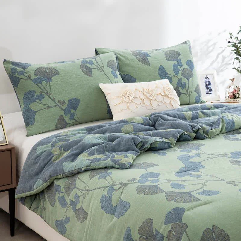 Versatile Ownkoti Ginkgo Leaf Cotton Gauze Pillowcases 2PCS Flexible