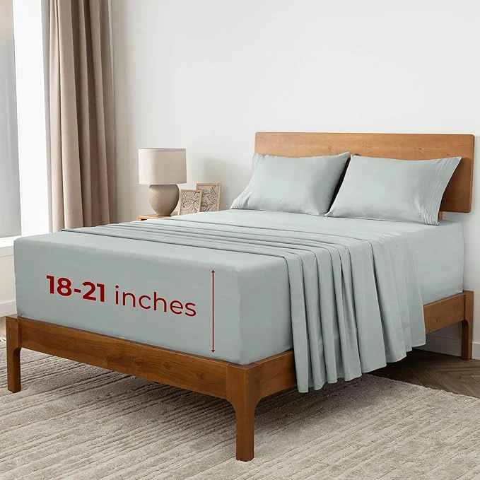 High-Performance Mellanni Extra Deep California King Sheets - 4 PC Iconic Collection Bedding - Hotel Luxury Ultra Soft Cooling Bed Sheets - Wrinkle Fade Stain Resistant Cal King Spa Mint Expertly Made