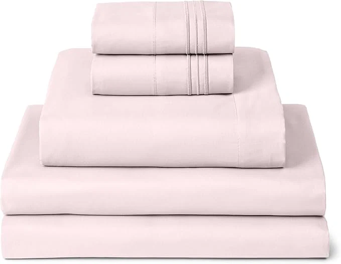 Easy-to-Use Mellanni Split King Sheets Set - 5 PC Iconic Collection Bedding - Hotel Luxury Extra Soft Cooling Bed Sheets - Wrinkle Fade Stain Resistant Split King Blush Pink Healthy
