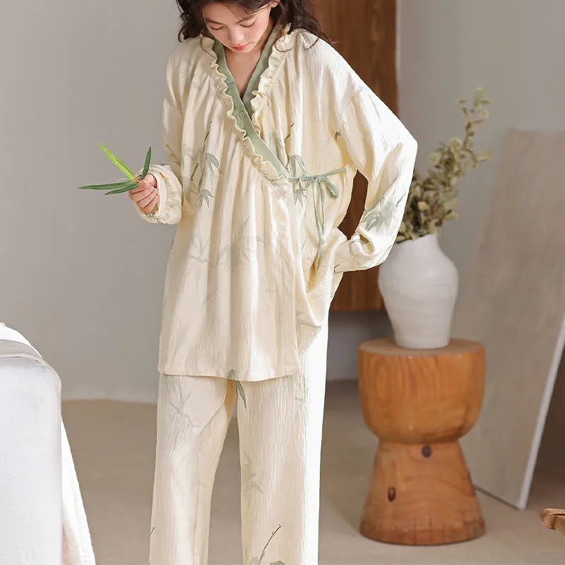 Relaxed Ownkoti Ink Bamboo Kimono Loungewear Set Organic