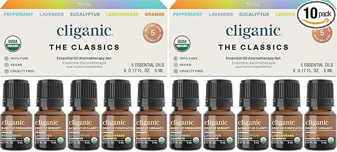 Quality Cliganic Organic Essential Oils Set Easy-to-Use