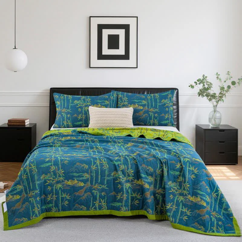 Carefully Designed Ownkoti Bamboo Natural Cotton Reversible Quilt Detailed