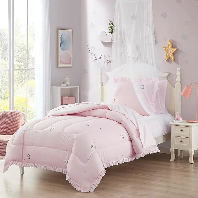 Convenient Kids Bedding Set Bed in a Bag for Boys and Girls Toddlers Printed Sheet Set and Comforter Twin Rainbow Unicorn Artisan