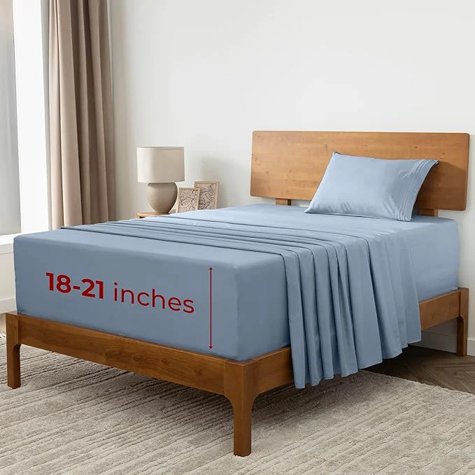 Clean Mellanni Extra Deep Twin XL Sheets - 3 PC Iconic Collection Bedding - Luxury Ultra Soft Cooling Bed Sheets - Wrinkle Fade Stain Resistant Twin Extra Long Blue Hydrangea Detailed