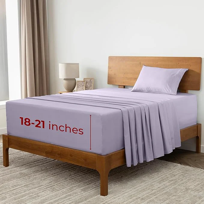 Mellanni Extra Deep Twin XL Sheets - 3 PC Iconic Collection Bedding - Hotel Luxury Ultra Soft Cooling Bed Sheets - Wrinkle Fade Stain Resistant Twin Extra Long Lavender Artisan