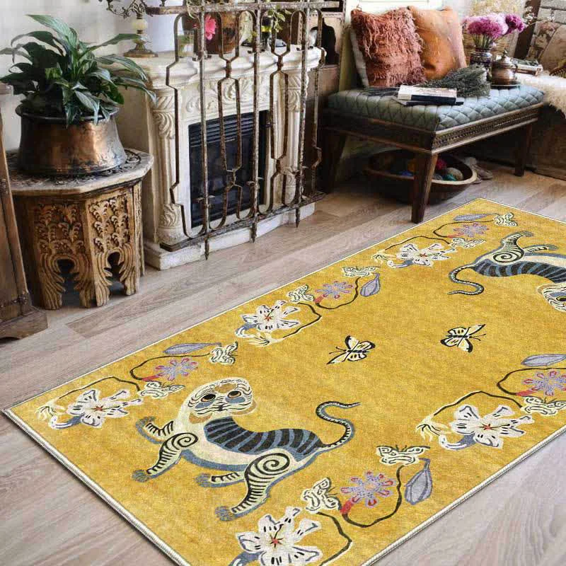 Innovative Ownkoti Vintage Tiger amp Floral Soft Area Rug Premium