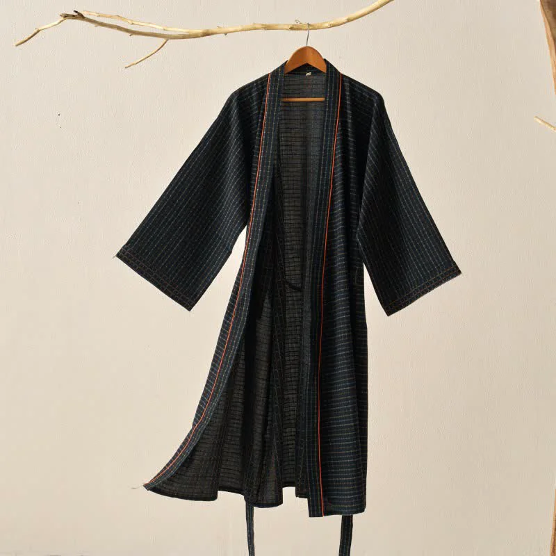 Genuine Ownkoti Plaid Organic Cotton Kimono Yukata Robe Breathable
