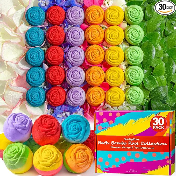 Sophisticated 30 Rose-Shaped Bath Bombs – Handmade Stylish