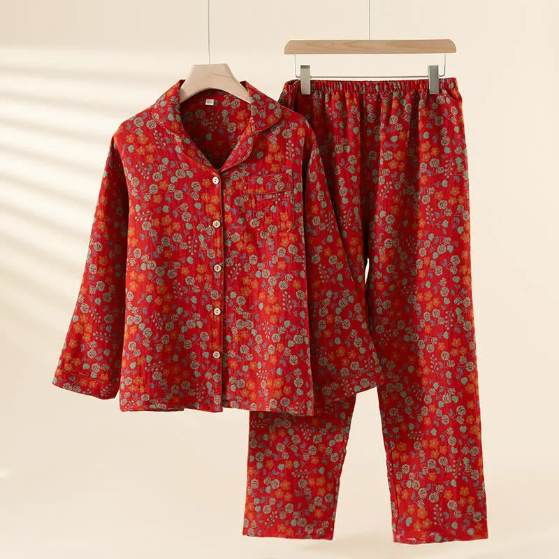 Artisan Ownkoti Rose Natural Cotton Gauze Loungewear Set Secure