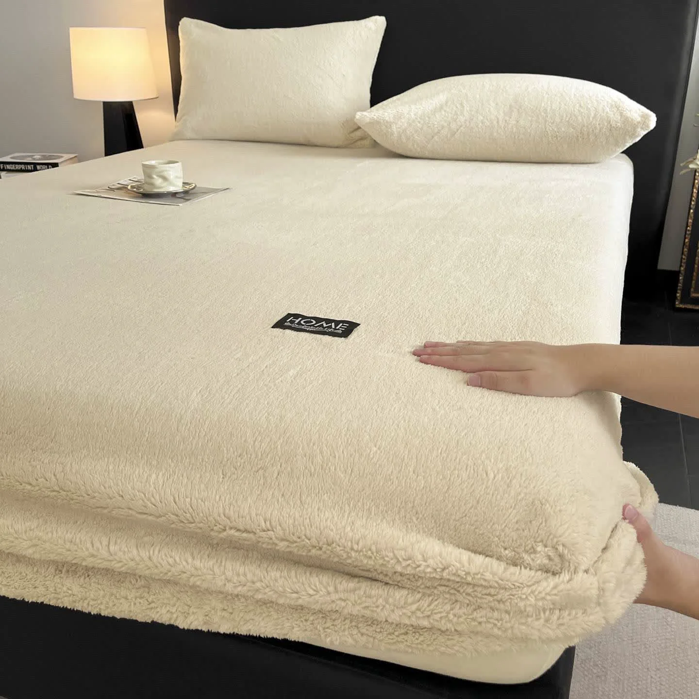 Next-Generation Ownkoti Solid Color Plush Warm Fitted Sheet Functional