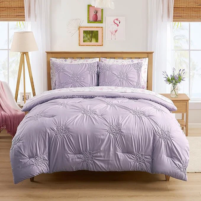 Innovative Floral Pintuck Comforter Set Full Size – Bed in a Bag with Sheets Pillowcases amp Shams – Soft Stylish Sports Bedding – All Season Boys Basketball Bed Set Selected