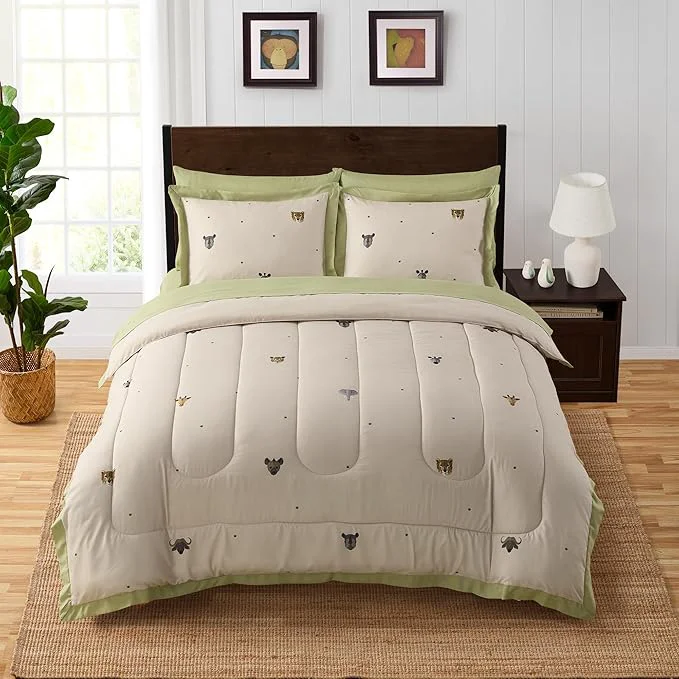 Responsible Kids Jungle Safari Comforter Set Full Size – Bed in a Bag with Savanna Animals Sheets Pillowcases amp Shams – Soft Bedding with Lions Giraffes Elephants and More – Boys or Girls Bedroom Decor Traditional