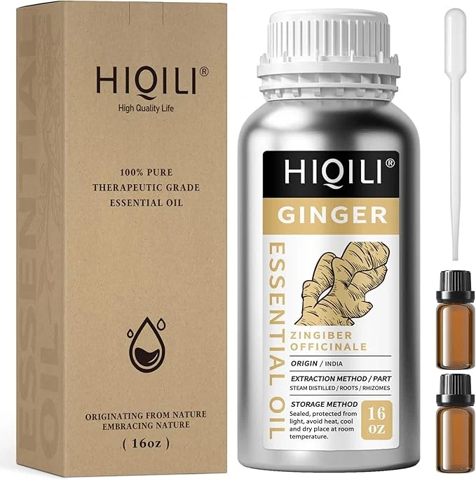 Enhanced HIQILI 16 Fl Oz Ginger Oil Pure Natural Ginger Essential Oil Proven