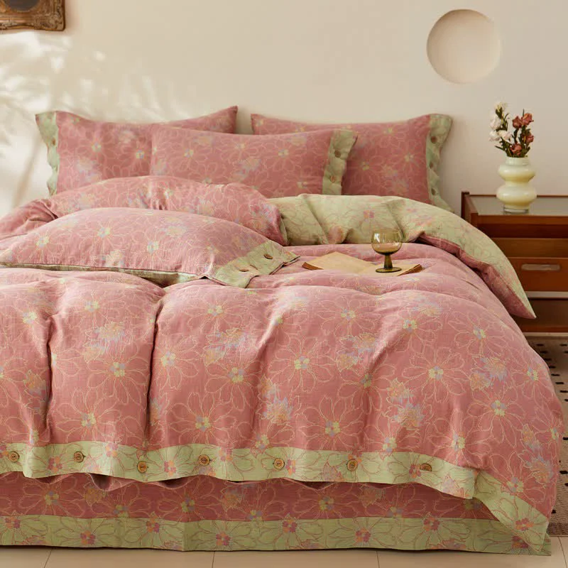 Powerful Ownkoti Fresh Floral Jacquard Cotton Gauze Bedding Sustainable