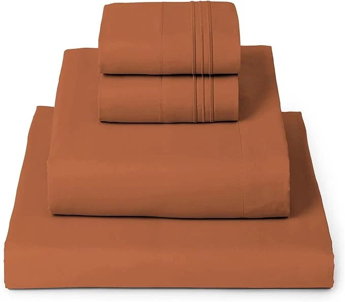 Mellanni California King Sheets Set - 4 PC Iconic Collection Bedding - Hotel Luxury Extra Soft Cooling Bed Sheets - Wrinkle Fade Stain Resistant Cal King Terracotta Practical