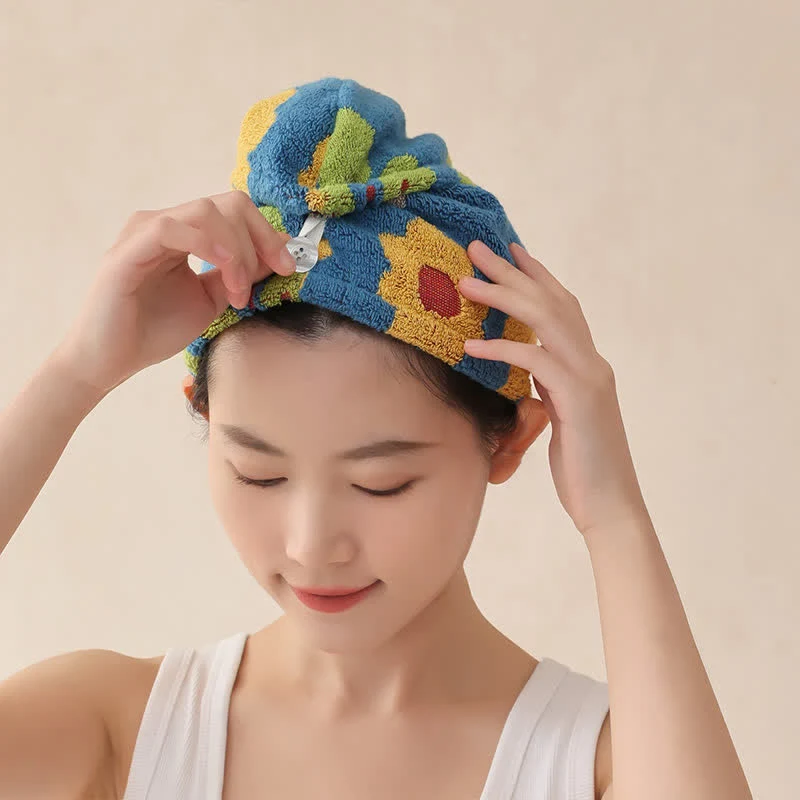 Comfortable Ownkoti Animal Floral Yarn-dyed Cotton Hair Towel Advanced