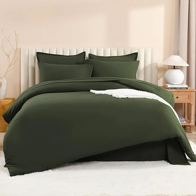 Consistent Litanika Dark Olive Green California King Size Comforter Set - 7 Pieces Bed in a Bag Cal King Bedding Comforter Sets Plain Lightweight Bed Set with Comforter Sheets Pillowcases amp Shams Exceptional