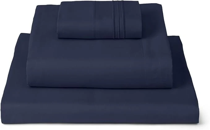 User-Friendly Mellanni Twin Sheets Set - 3 PC Iconic Collection Bedding - Hotel Luxury Extra Soft Cooling Bed Sheets - Wrinkle Fade Stain Resistant Twin Navy Blue Contemporary