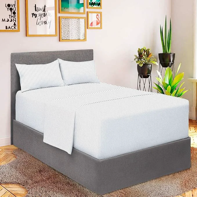 Consistent Mellanni Extra Deep Twin XL Sheets - 3 PC Iconic Collection Bedding - Luxury Ultra Soft Cooling Bed Sheets - Wrinkle Fade Stain Resistant Twin Extra Long Pinstripe Gray Casual