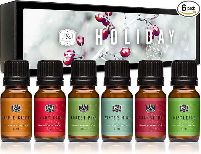Selected P J Fragrance Oil Holiday Set for Christmas Home Decor Mistletoe Candy Cane Verified