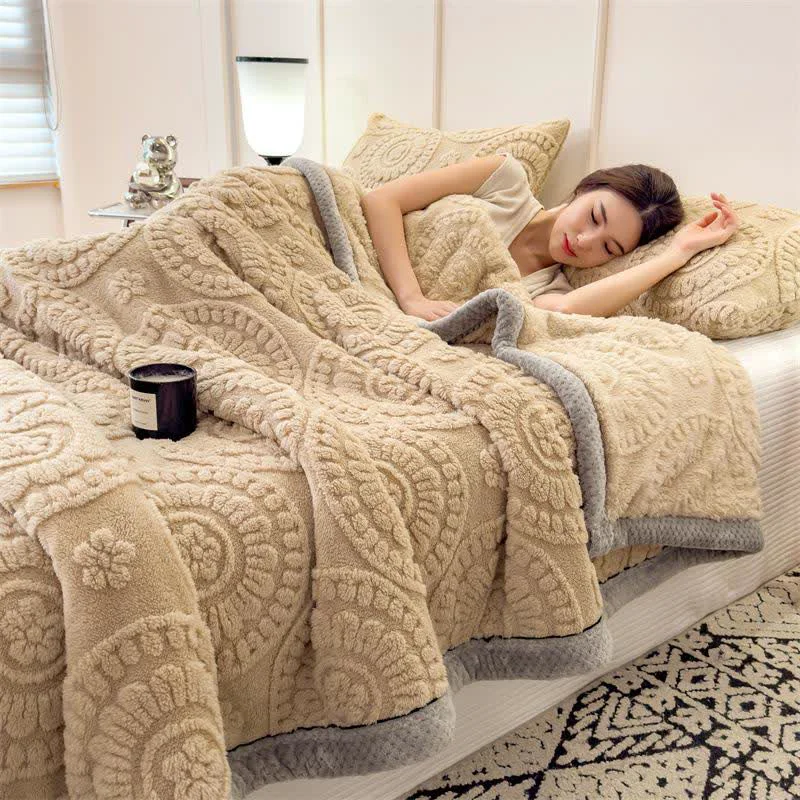 Minimalist Ownkoti Circle Floral Embossed Plush Throw Blanket Genuine