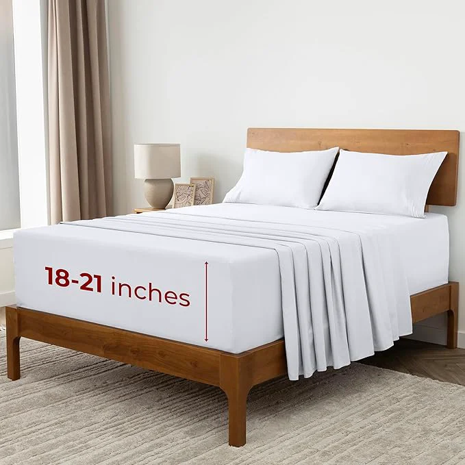Genuine Mellanni Extra Deep Queen Sheets - 4 PC Iconic Collection Bedding - Hotel Luxury Ultra Soft Cooling Bed Sheets - Wrinkle Fade Stain Resistant Queen White Responsible
