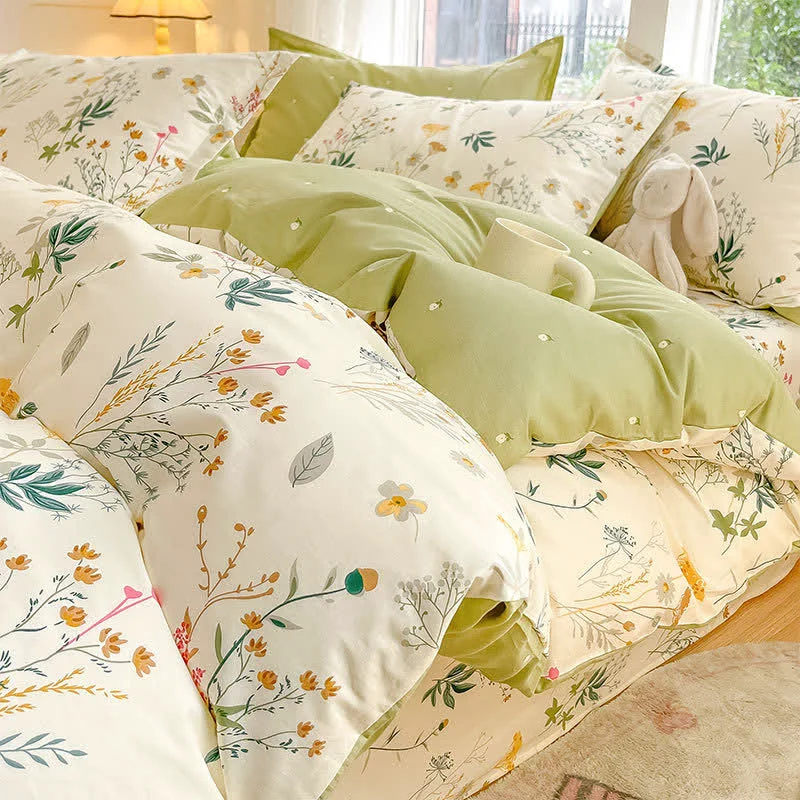 Smart Ownkoti Delicate Leafy Print Cotton Bedding Set High-Performance