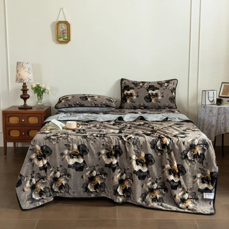 Fine Crafted Ownkoti Luxurious Flower Plush Fitted Sheet Blanket Trusted