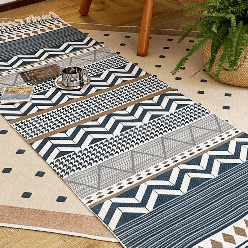 Excellent Ownkoti Geometric Tassel Cotton Linen Functional Mat Fine