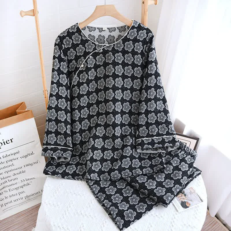 Unique Ownkoti Black Floral Jacquard Natural Cotton Nightwear Optimized