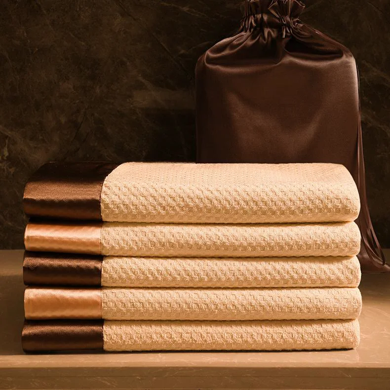Soft Ownkoti Waffle Weave Satin Bath Towel Set 2-Pack Top-Quality